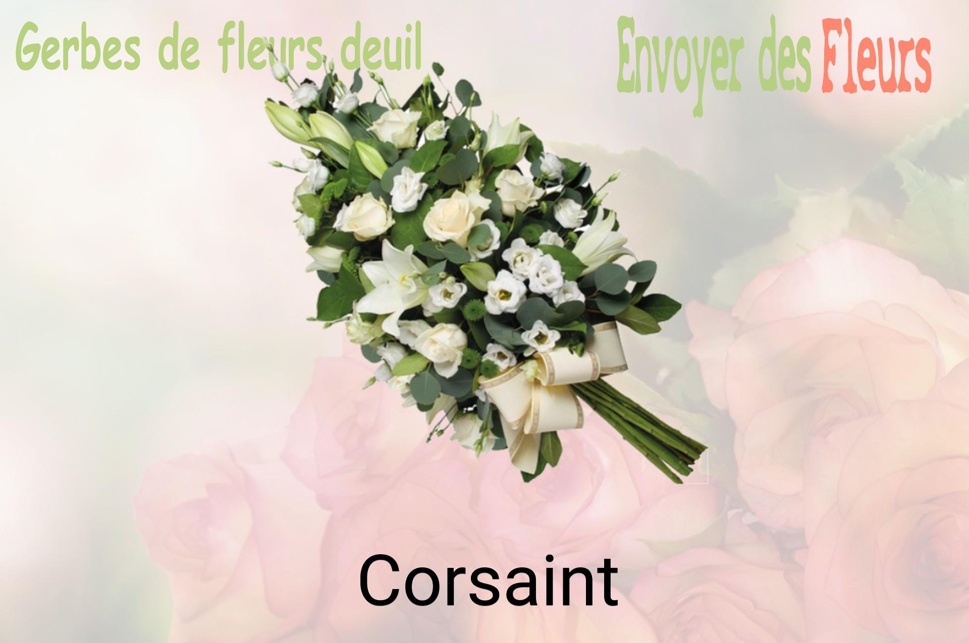Gerbe de fleurs de deuil livrée à Corsaint